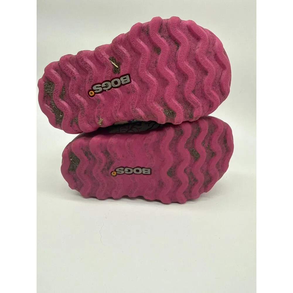 Bogs BMOC Waterproof Winter Snow Boots Fleece Floral Pink Green Toddler 7